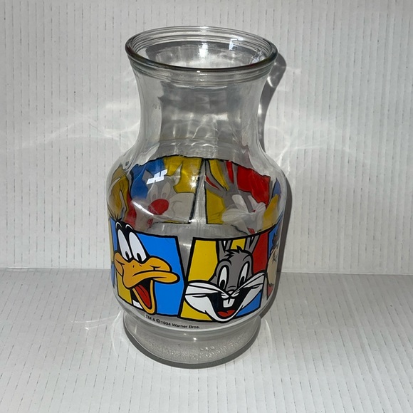 Pichet et couvercle carafe vintage 1994 Looney Tunes verre tweetie & bugs lapin